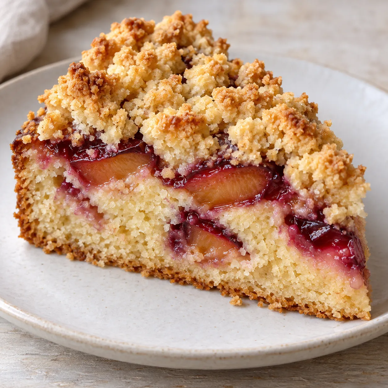 Crumble cake with plums and vanilla — coconut
