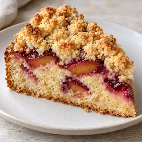 Crumble cake with plums and vanilla — coconut