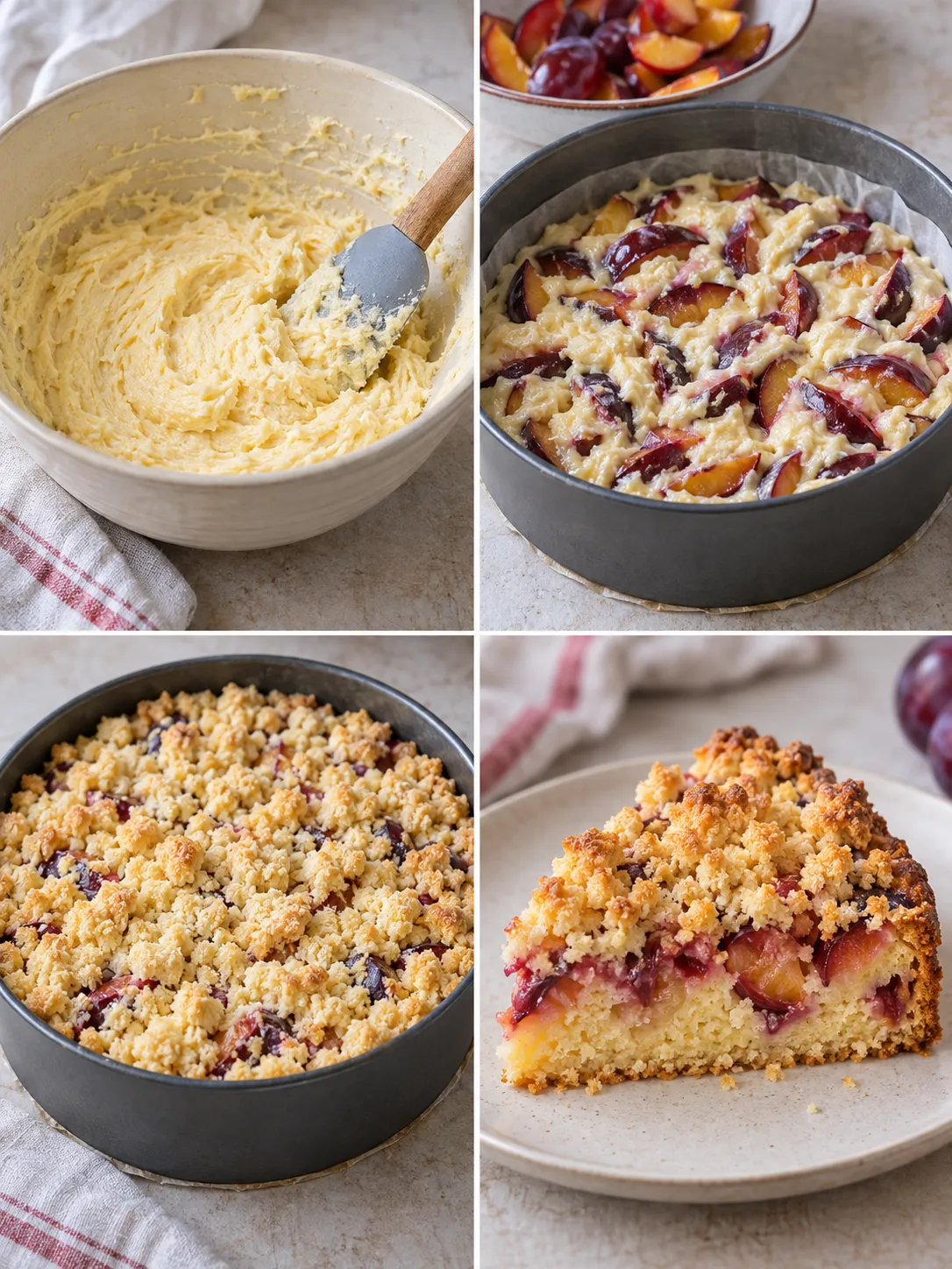 Crumble cake with plums and vanilla — coconut