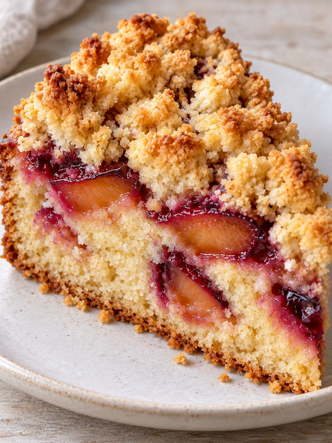 Crumble cake with plums and vanilla — coconut