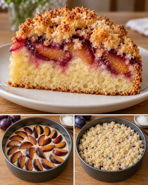 Crumble cake with plums and vanilla — coconut