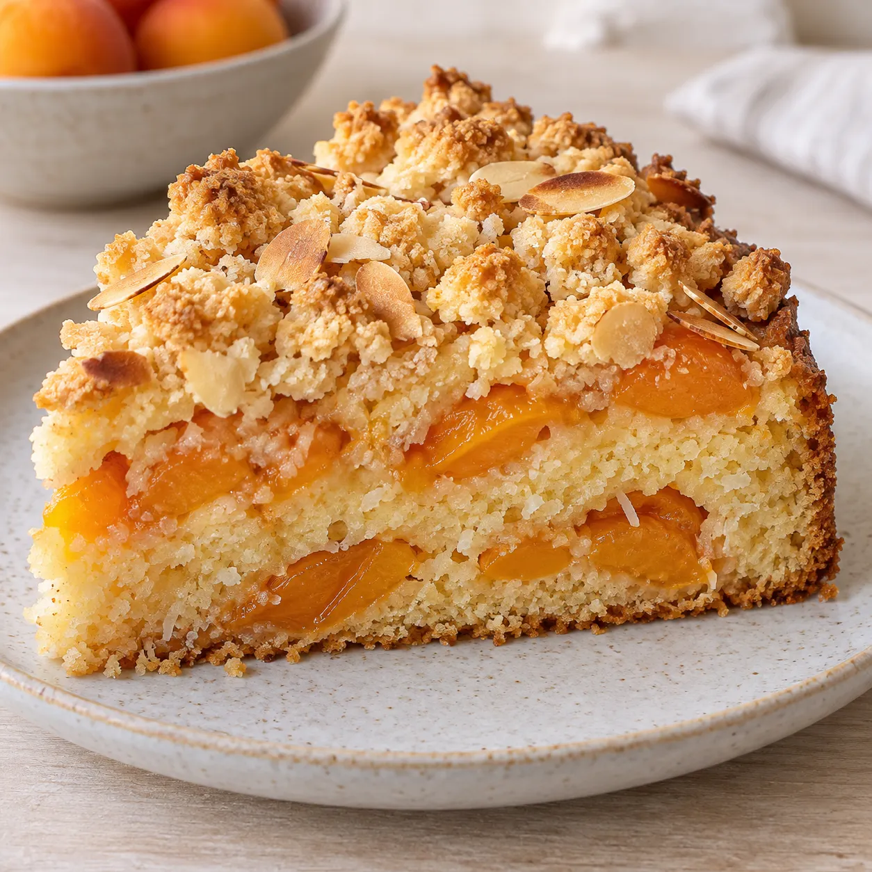 Crumble cake with apricots and almonds — coconut