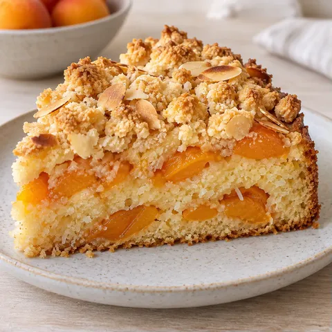 Crumble cake with apricots and almonds — coconut