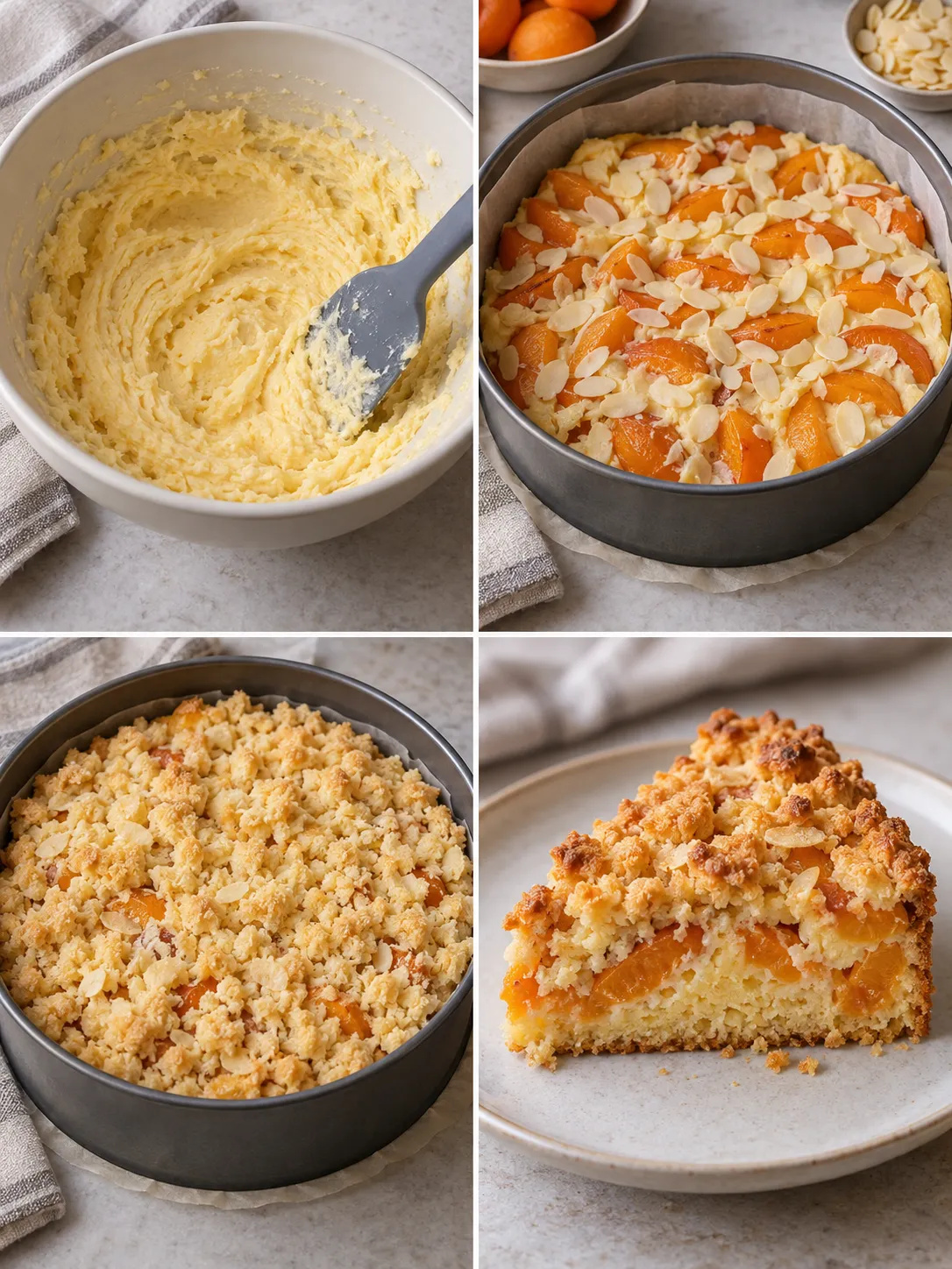 Crumble cake with apricots and almonds — coconut