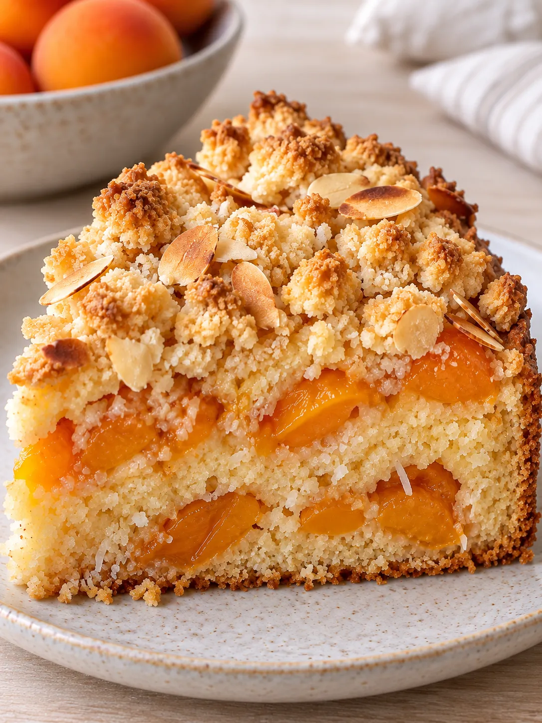 Crumble cake with apricots and almonds — coconut