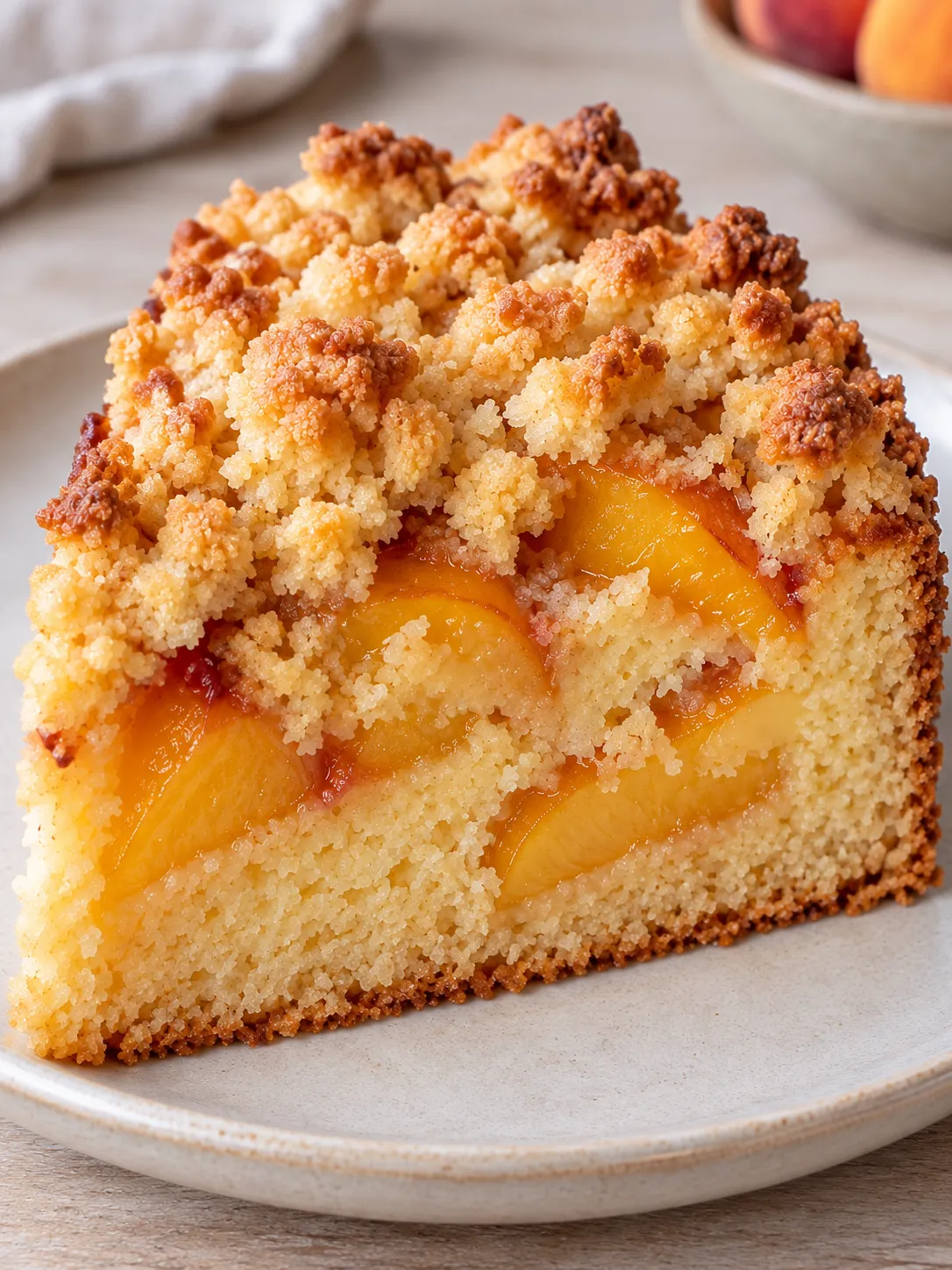 Crumble cake with peaches and vanilla — coconut