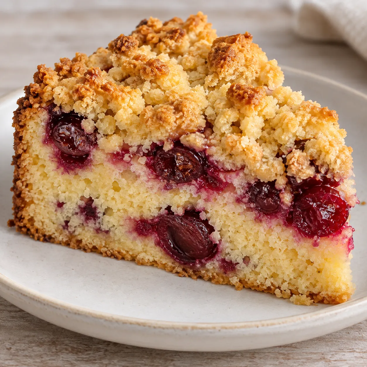 Crumble cake with cherries and lemon — coconut