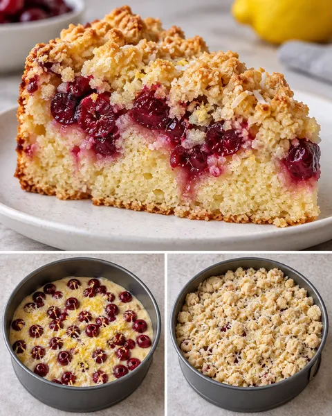 Crumble cake with cherries and lemon — coconut