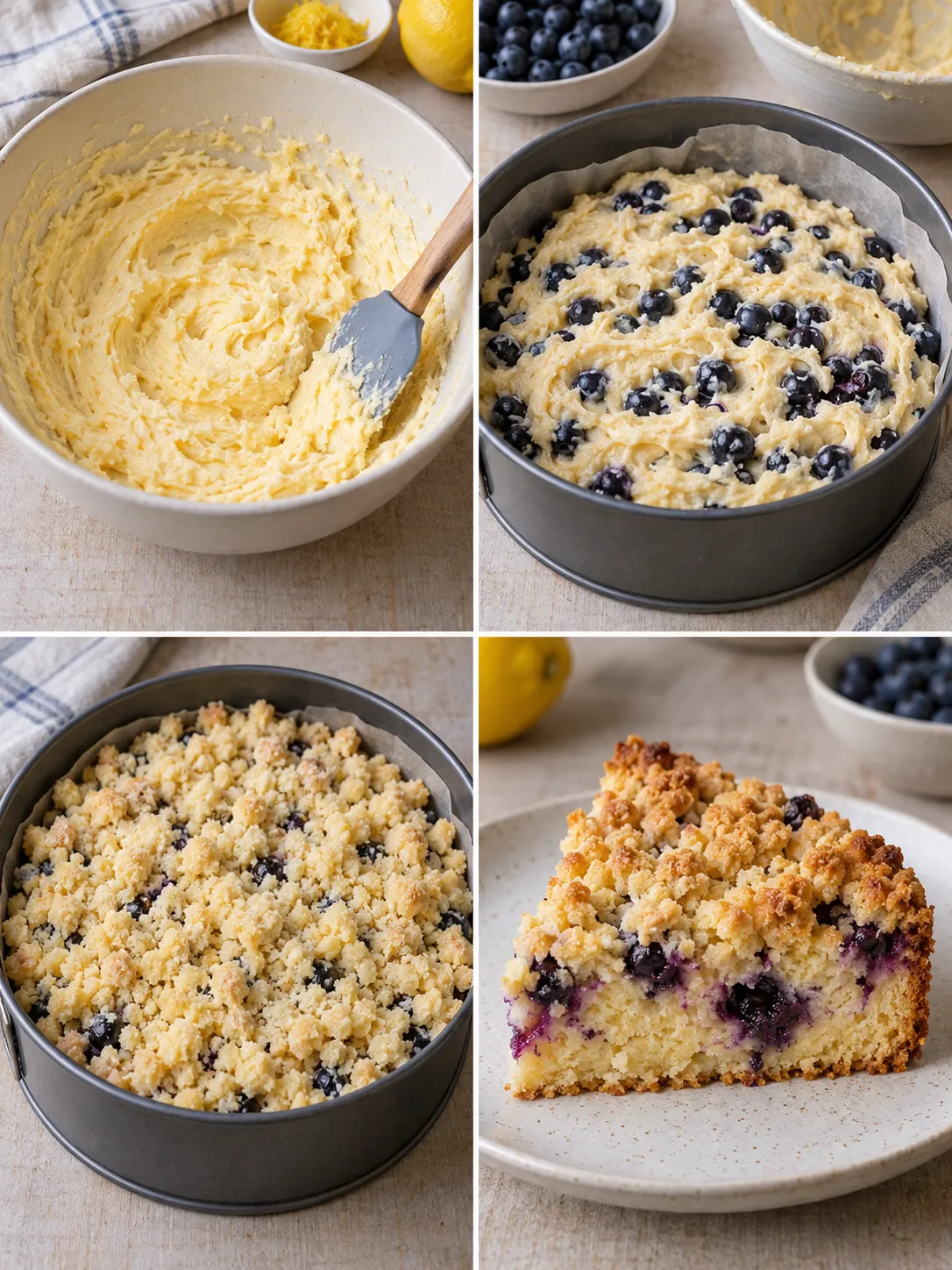 Crumble cake with blueberries and lemon — coconut