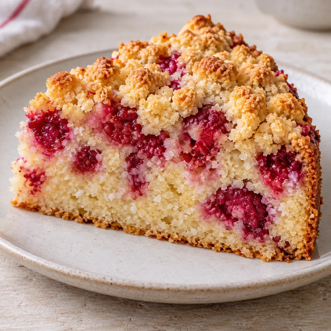 Crumble cake with raspberries and vanilla — coconut