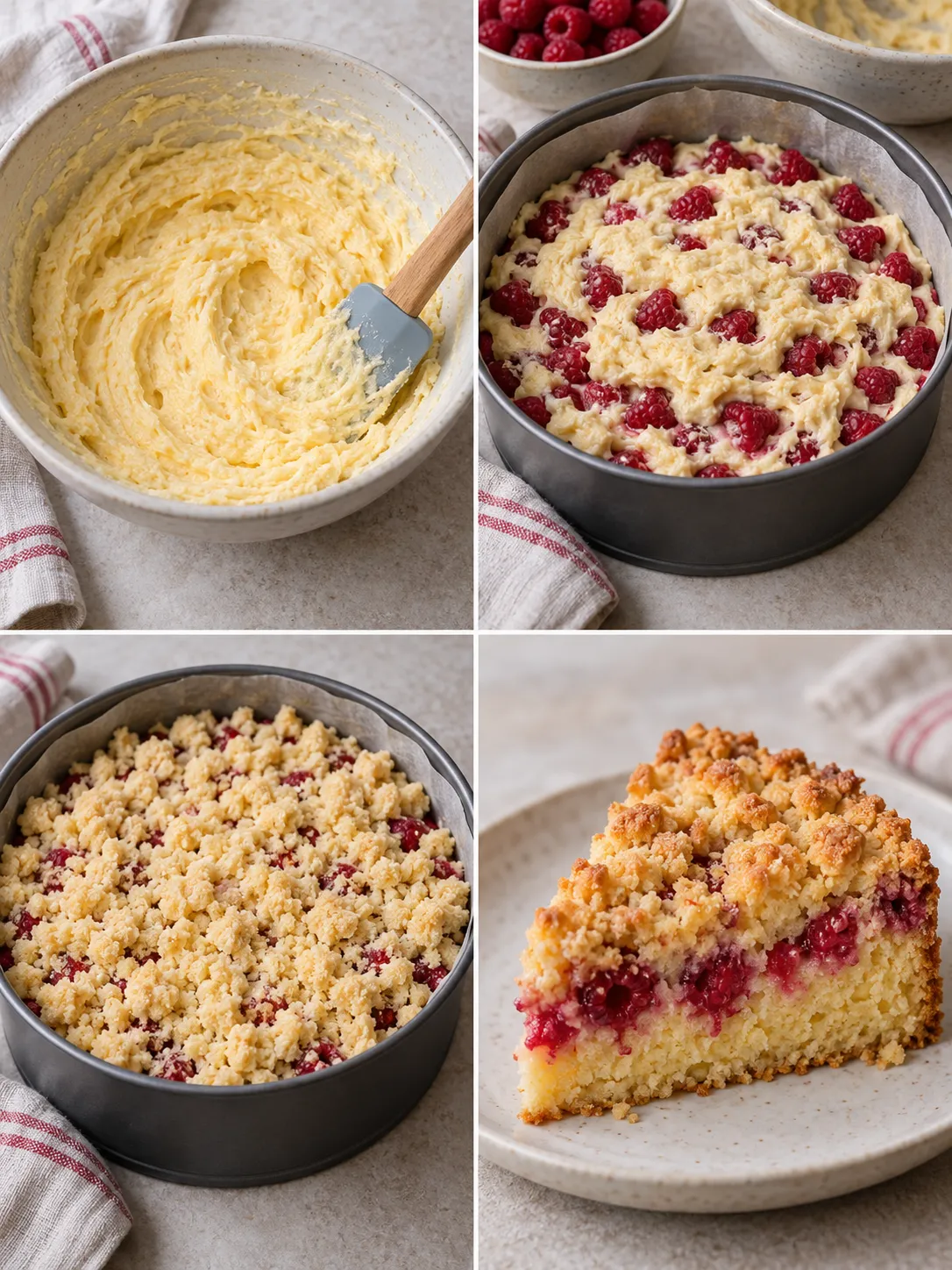 Crumble cake with raspberries and vanilla — coconut