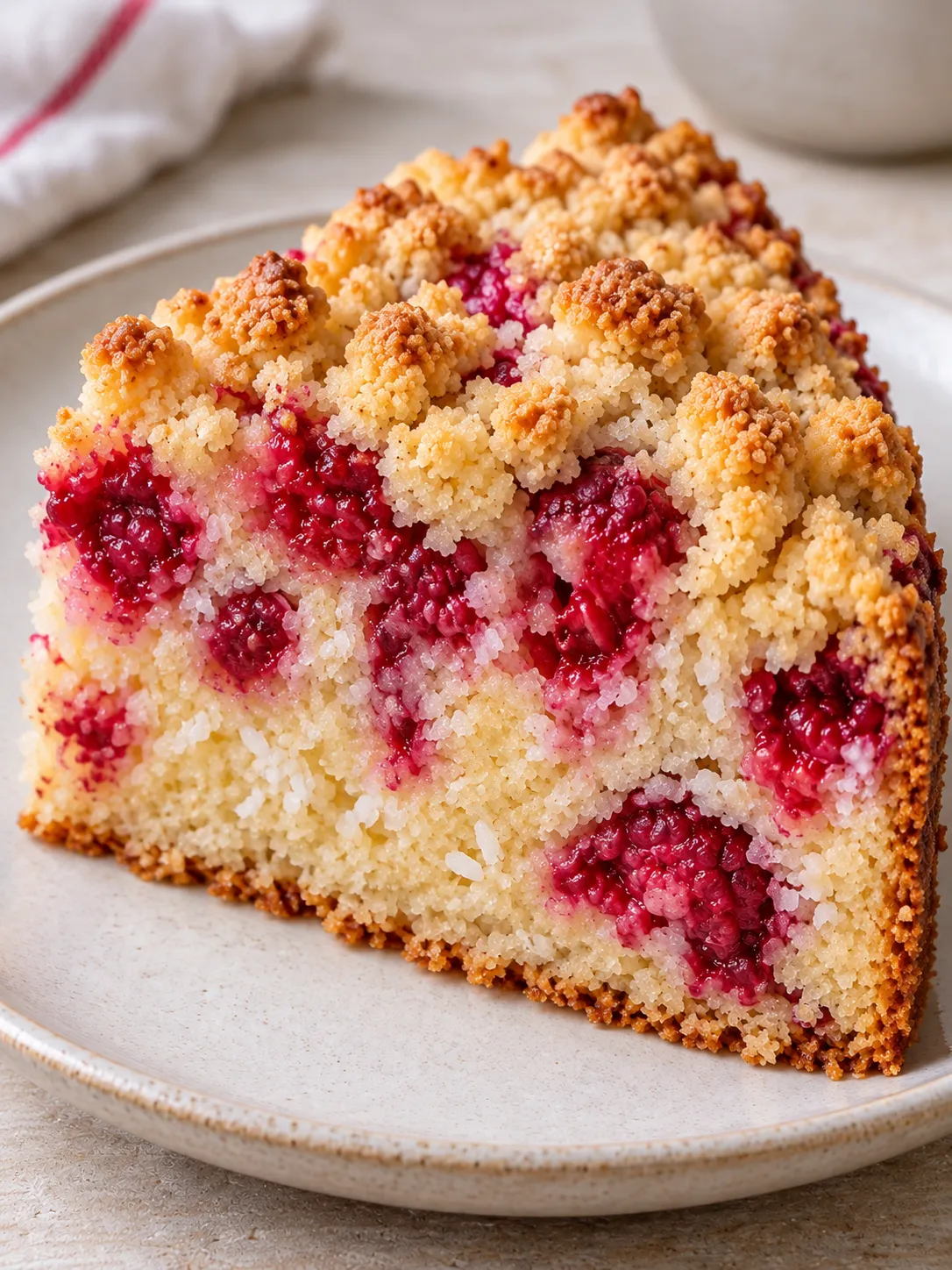 Crumble cake with raspberries and vanilla — coconut