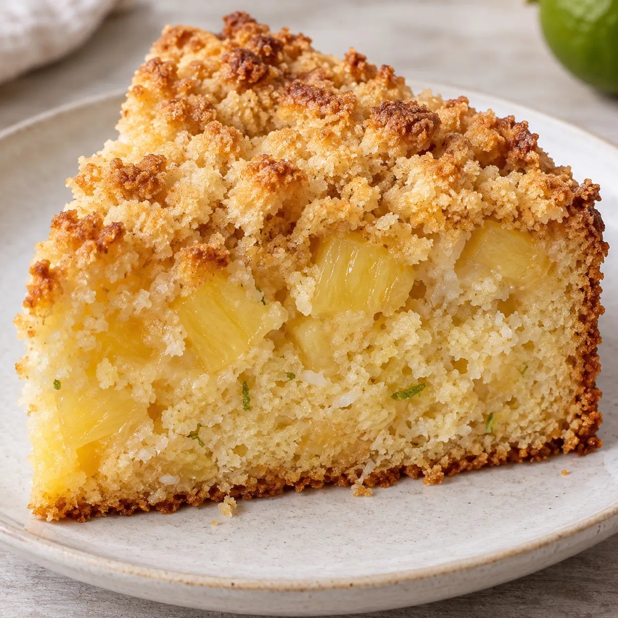 Crumble cake with pineapple and lime — coconut