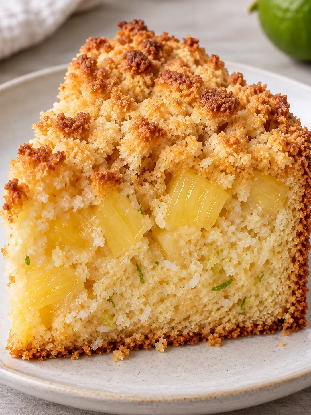 Crumble cake with pineapple and lime — coconut