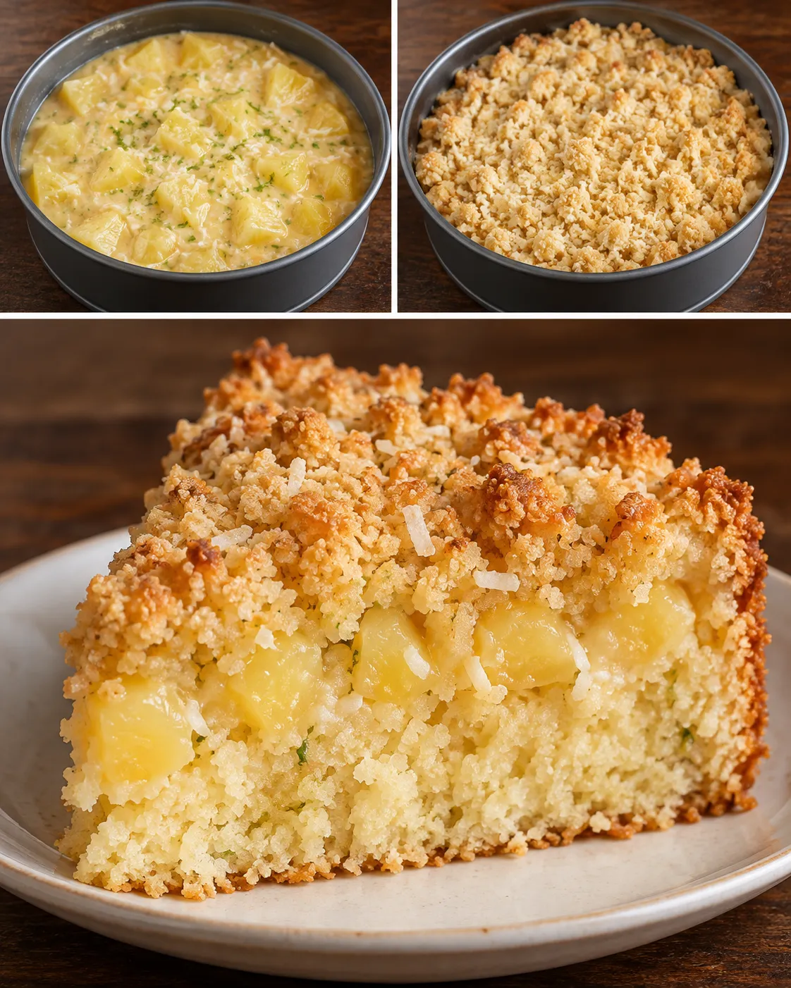 Crumble cake with pineapple and lime — coconut