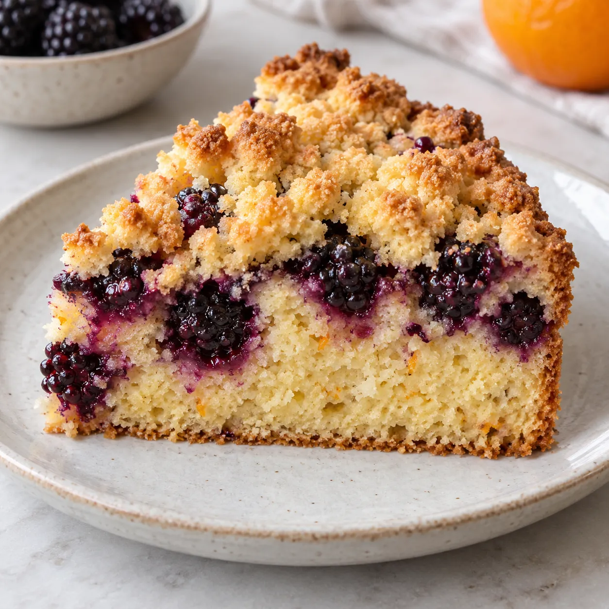 Crumble cake with blackberries and orange — coconut