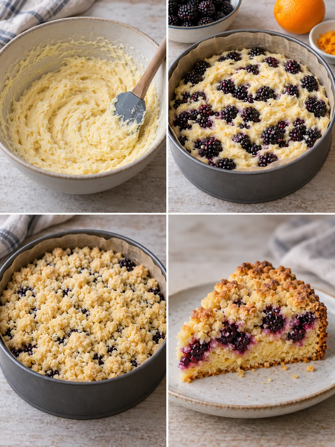 Crumble cake with blackberries and orange — coconut