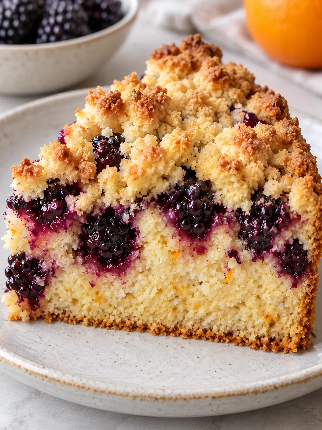 Crumble cake with blackberries and orange — coconut