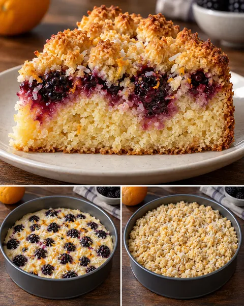 Crumble cake with blackberries and orange — coconut