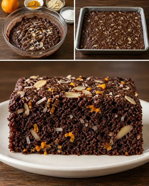Chocolate sheet cake with orange and almonds — coconut