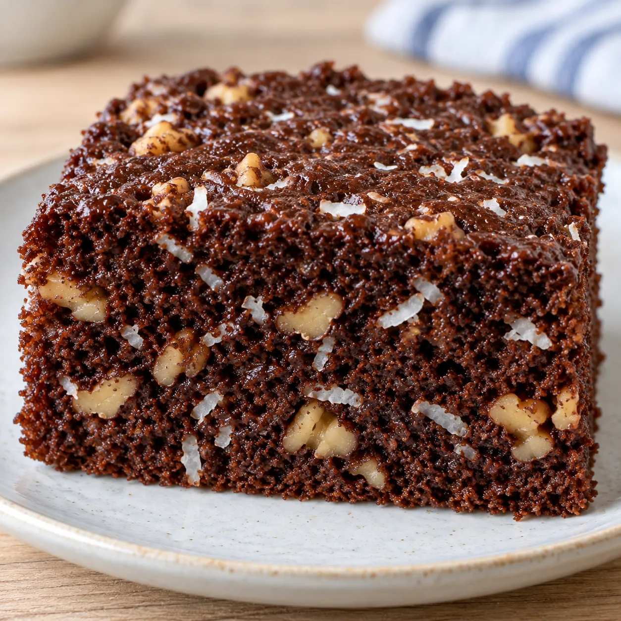 Chocolate sheet cake with coffee and walnuts — coconut