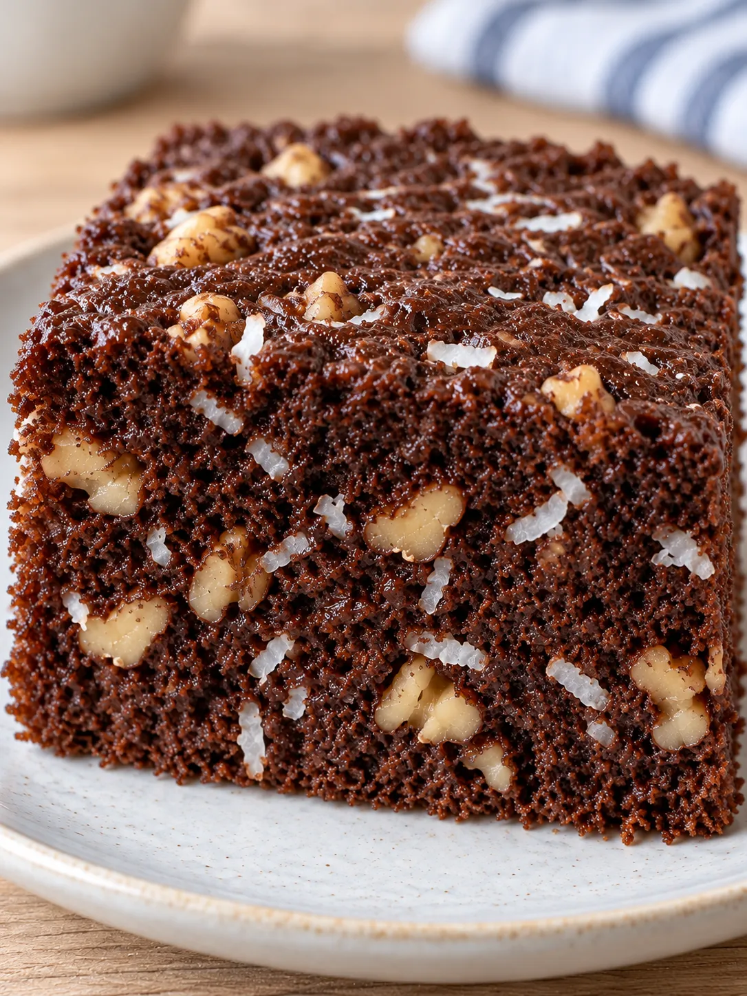 Chocolate sheet cake with coffee and walnuts — coconut