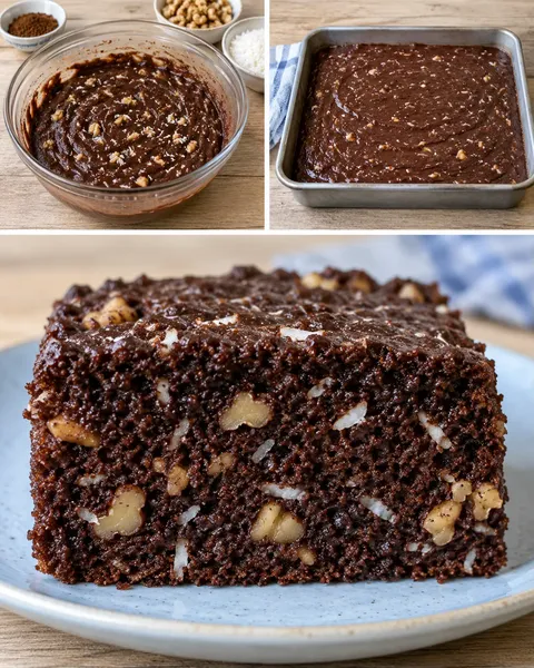 Chocolate sheet cake with coffee and walnuts — coconut