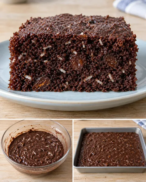 Chocolate sheet cake with vanilla and raisins — coconut