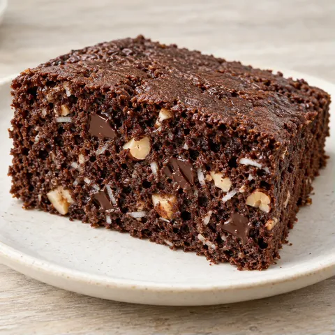 Chocolate sheet cake with chocolate and hazelnuts — coconut