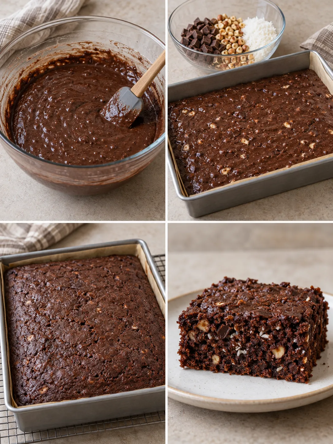Chocolate sheet cake with chocolate and hazelnuts — coconut