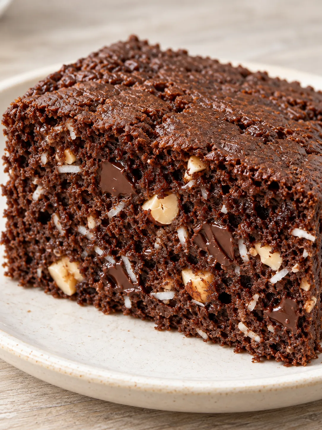 Chocolate sheet cake with chocolate and hazelnuts — coconut