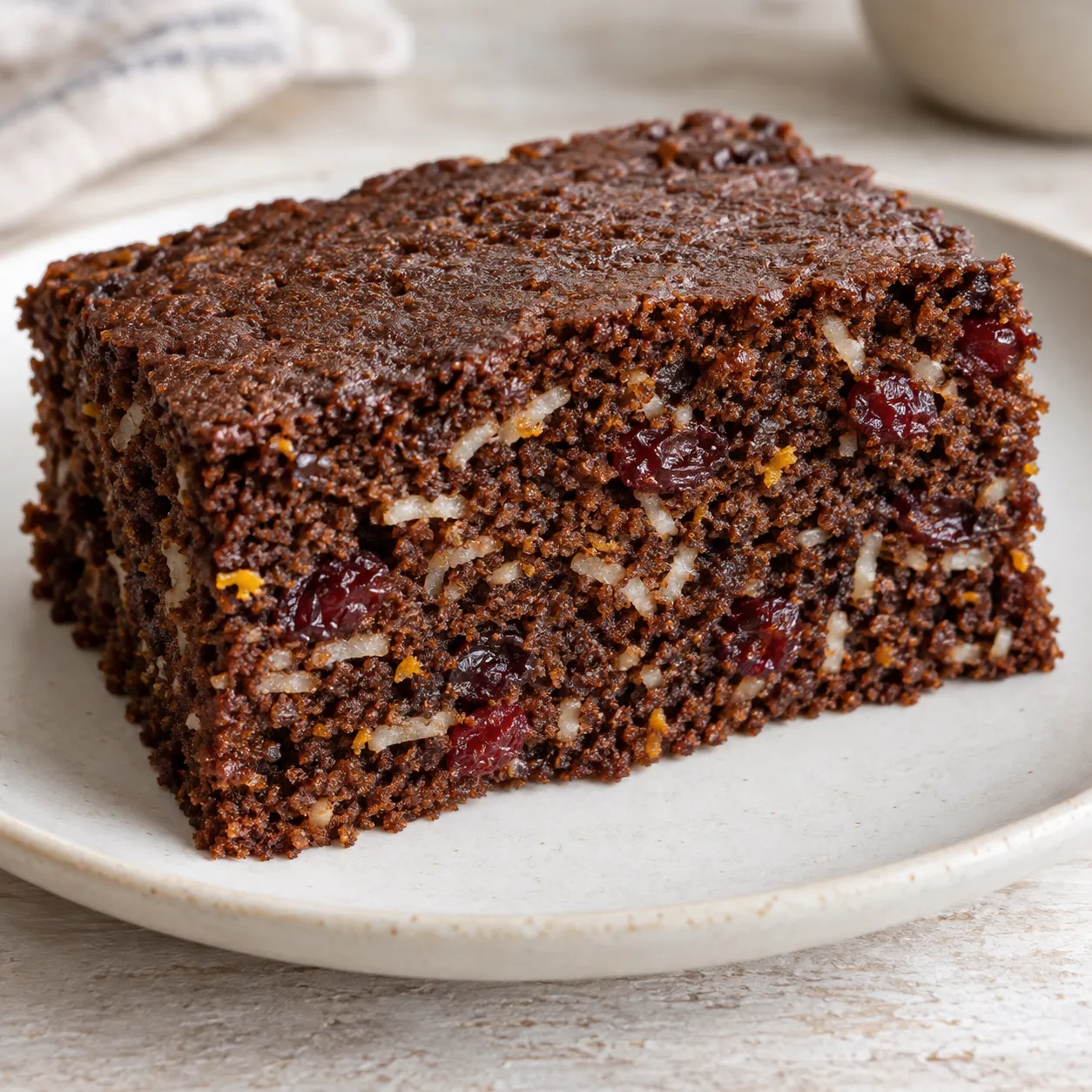 Chocolate sheet cake with cranberries and orange — coconut