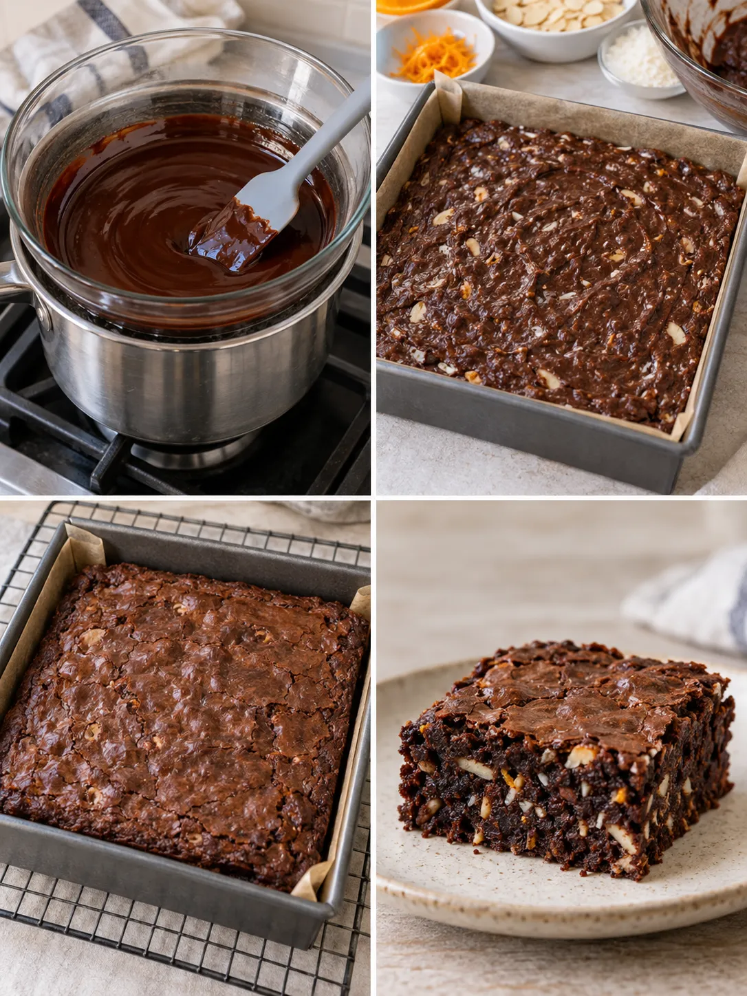 Brownies with orange and almonds — coconut