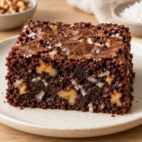 Brownies with coffee and walnuts — coconut