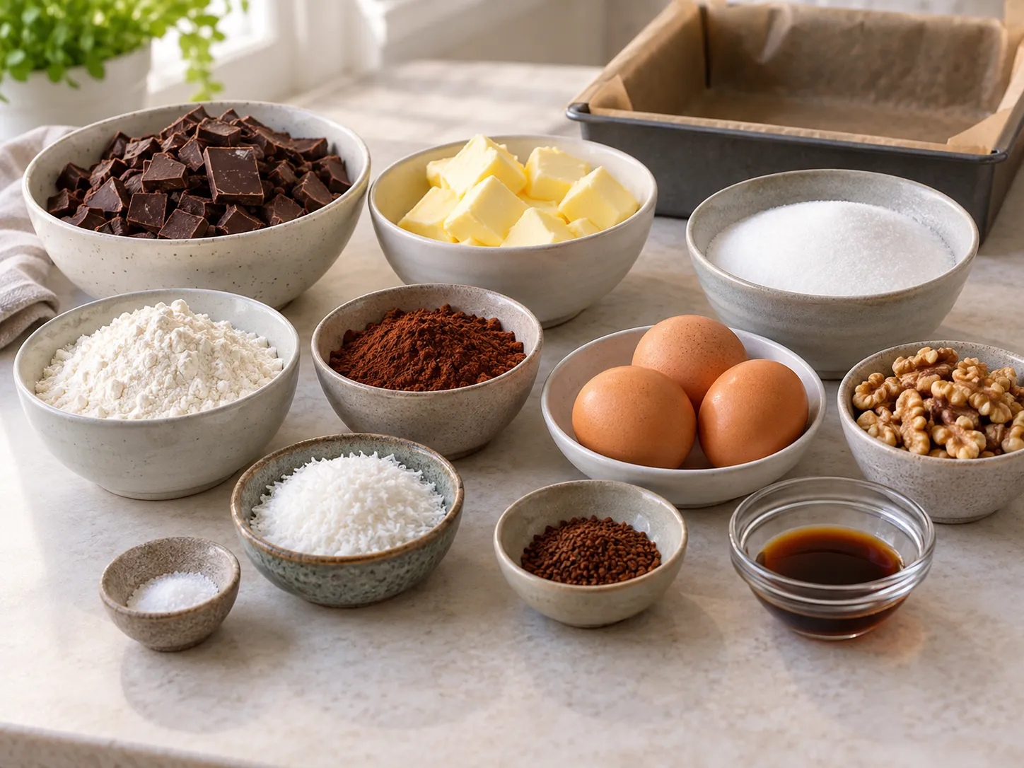 dark chocolate, chopped, unsalted butter, softened, granulated sugar, large eggs