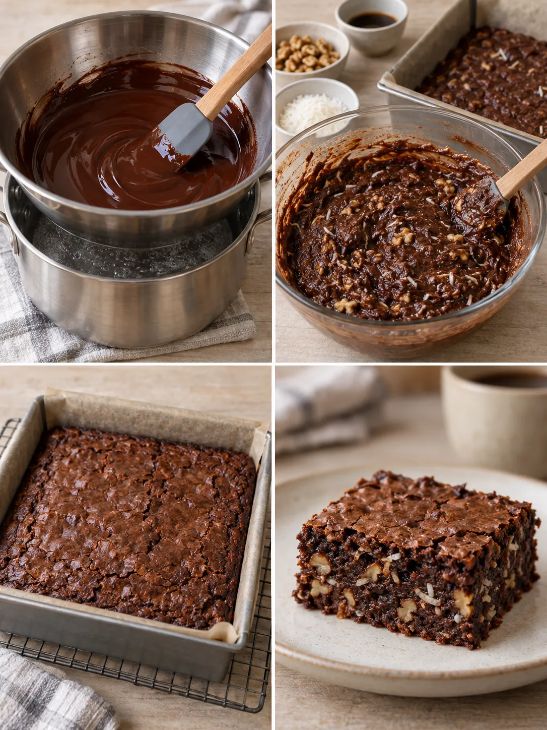 Brownies with coffee and walnuts — coconut