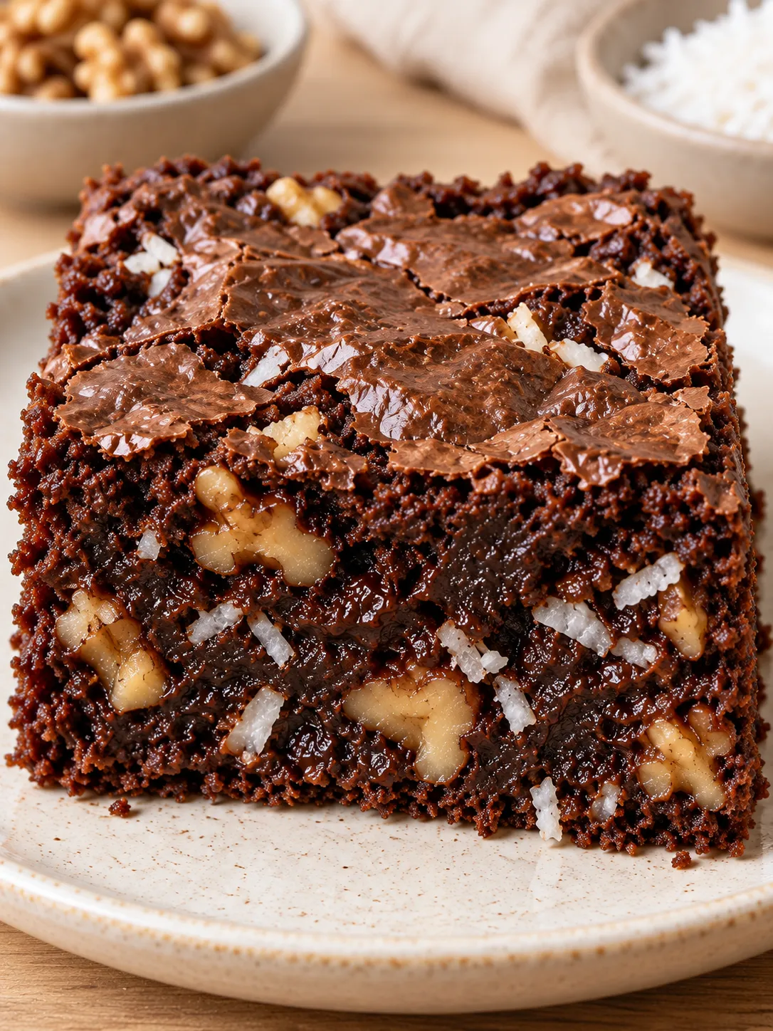 Brownies with coffee and walnuts — coconut