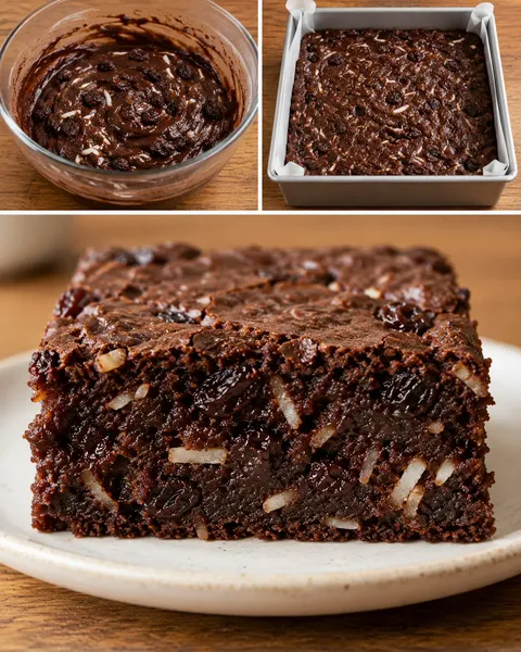 Brownies with vanilla and raisins — coconut