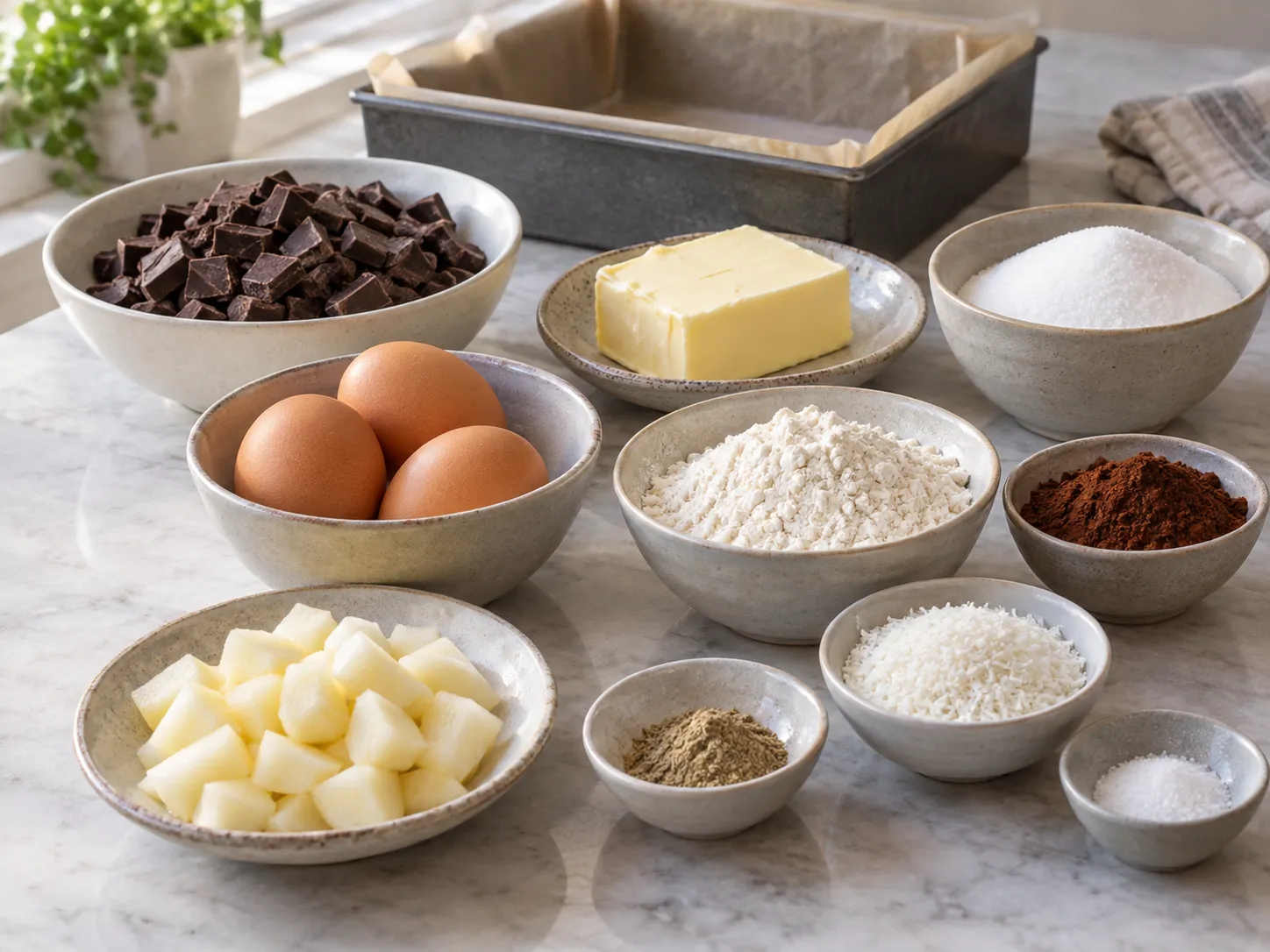 dark chocolate, chopped, unsalted butter, softened, granulated sugar, large eggs