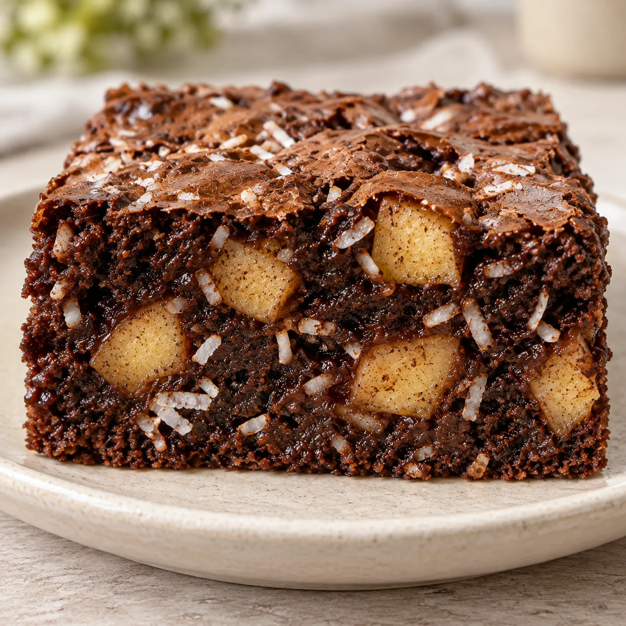 Brownies with cinnamon and apple — coconut