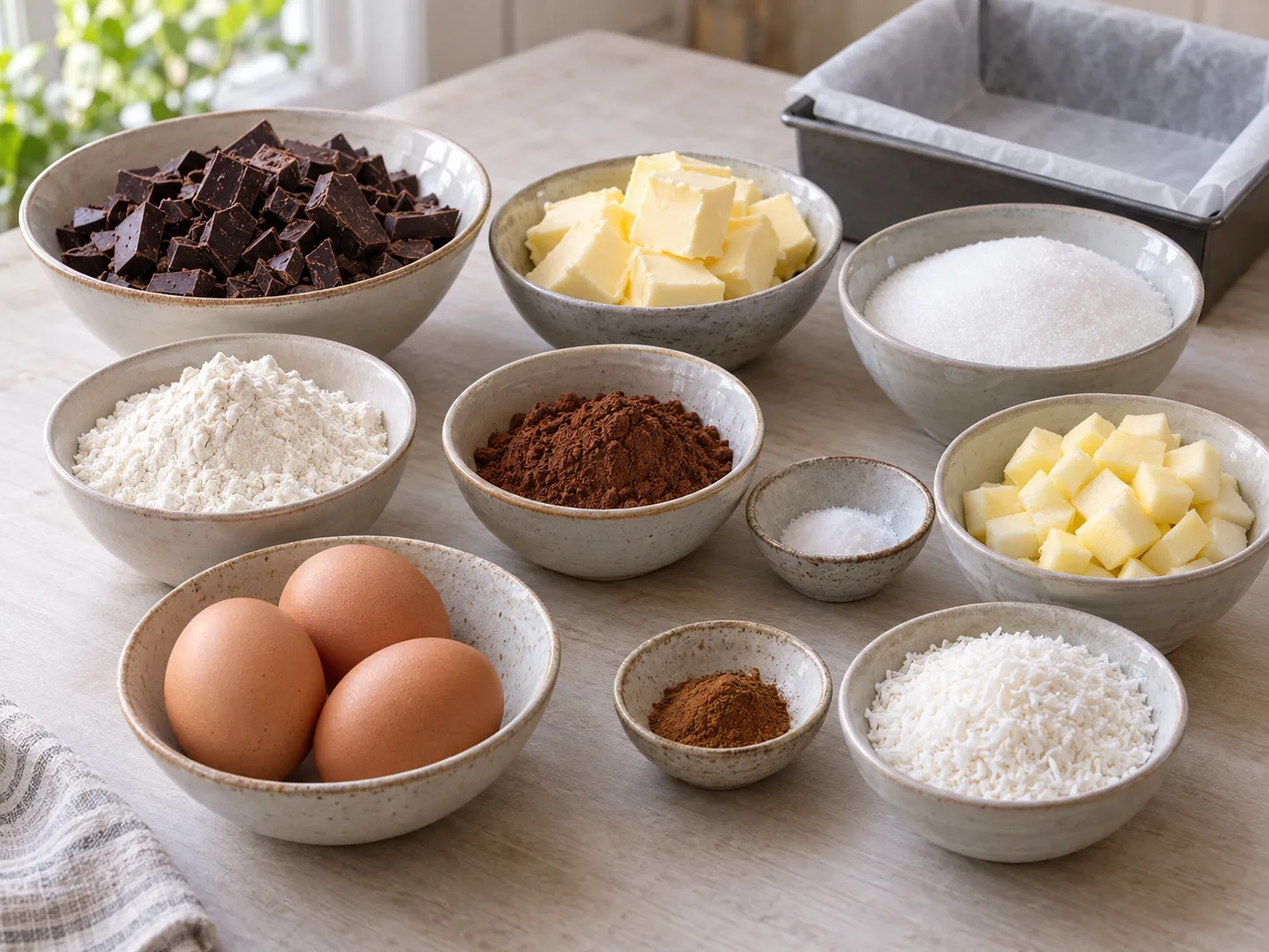 dark chocolate, chopped, unsalted butter, softened, granulated sugar, large eggs