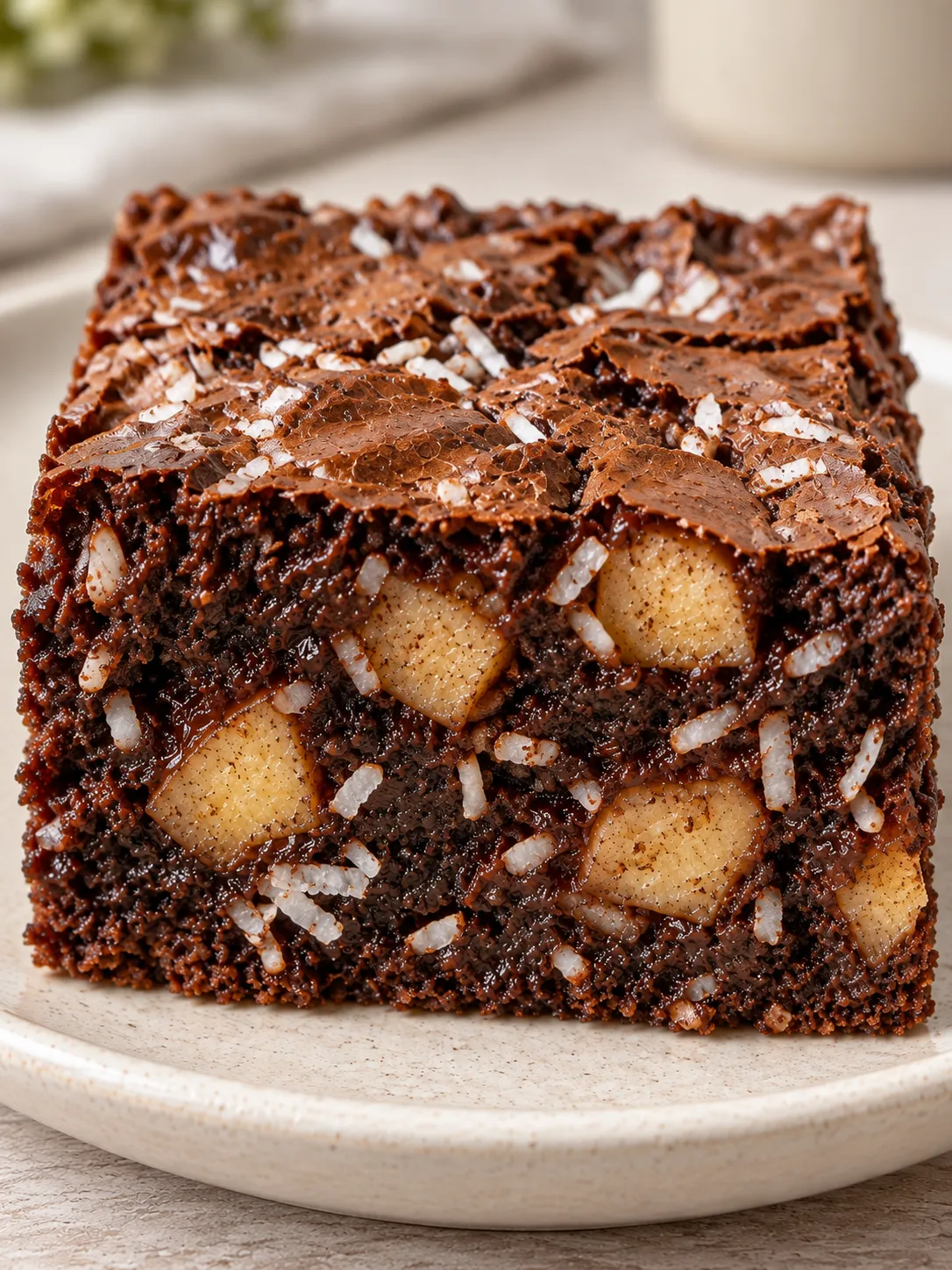 Brownies with cinnamon and apple — coconut
