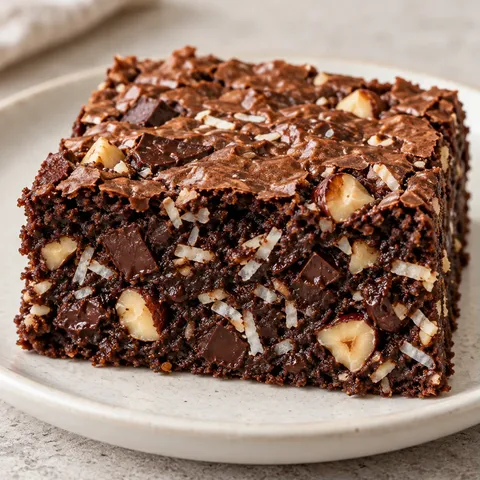 Brownies with chocolate and hazelnuts — coconut
