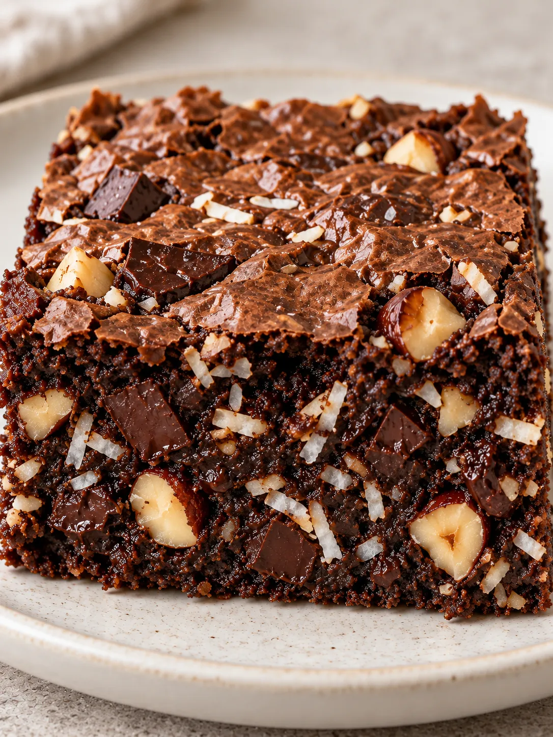 Brownies with chocolate and hazelnuts — coconut