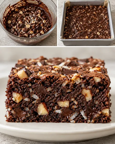 Brownies with chocolate and hazelnuts — coconut