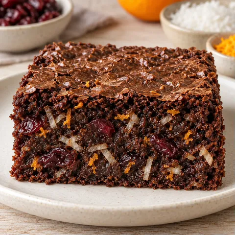 Brownies with cranberries and orange — coconut