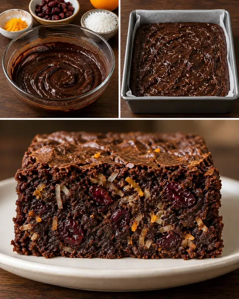Brownies with cranberries and orange — coconut