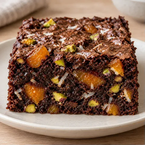 Brownies with apricots and pistachios — coconut