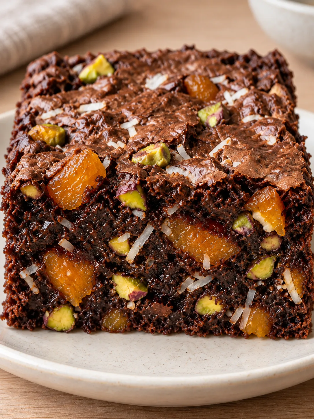 Brownies with apricots and pistachios — coconut