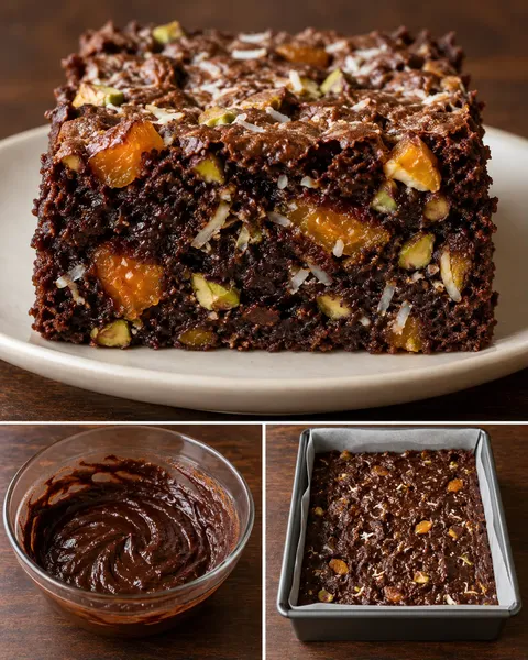 Brownies with apricots and pistachios — coconut
